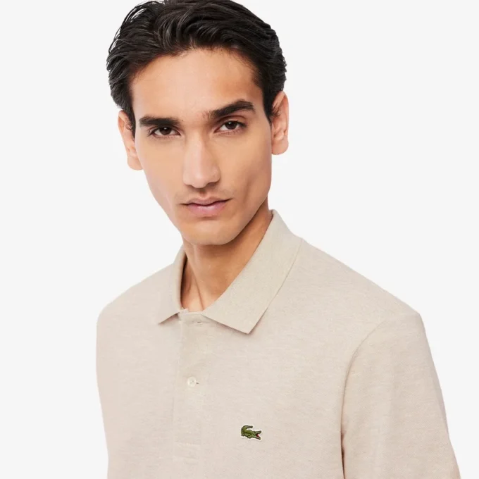 Polo L.12.12 com efeito mesclado, corte clássico para homem