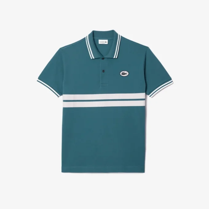 Polo L.12.12 com emblema, corte clássico para homem