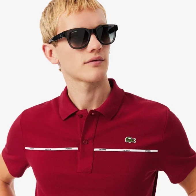 Polo L.12.12 com logótipo e corte regular para homem