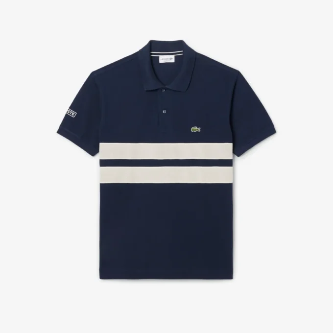 Polo L.12.12 de corte clássico com riscas arrojadas para homem