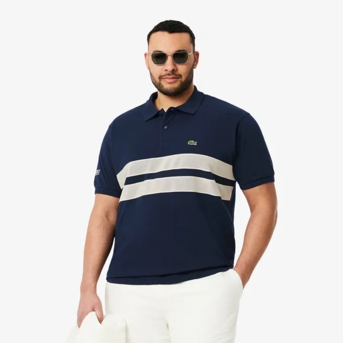 Polo L.12.12 de corte clássico com riscas arrojadas para homem
