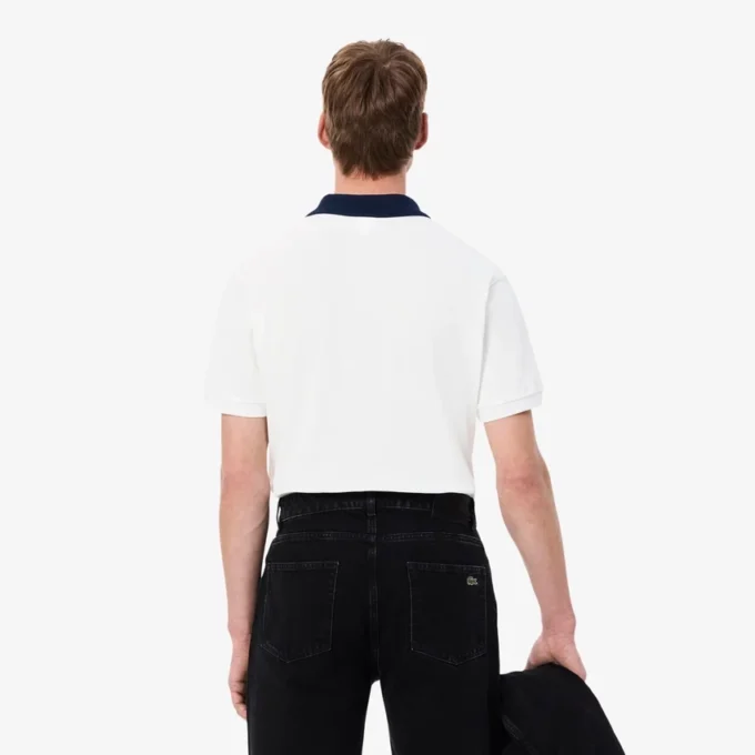 Polo L.12.12 de corte clássico para homem com gola contrastante