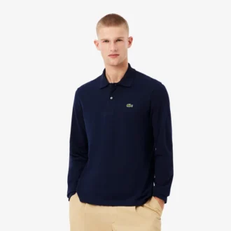 Polo L.12.12 de manga comprida com corte clássico para homem
