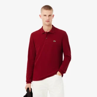 Polo L.12.12 de manga comprida com corte clássico para homem