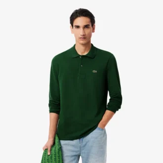 Polo L.12.12 de manga comprida com corte clássico para homem