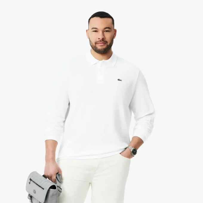 Polo L.12.12 de manga comprida com corte clássico para homem
