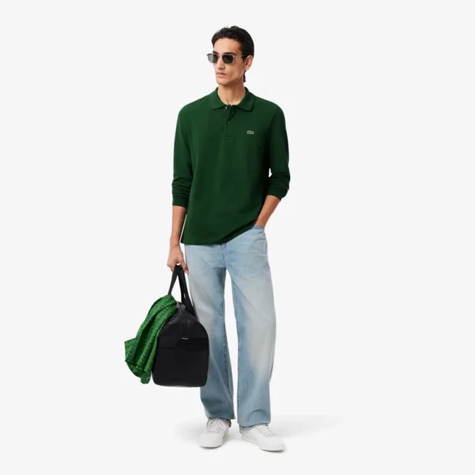 Polo L.12.12 de manga comprida com corte clássico para homem