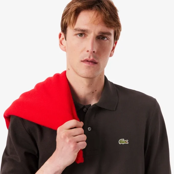 Polo L.12.12 de manga comprida com corte clássico para homem