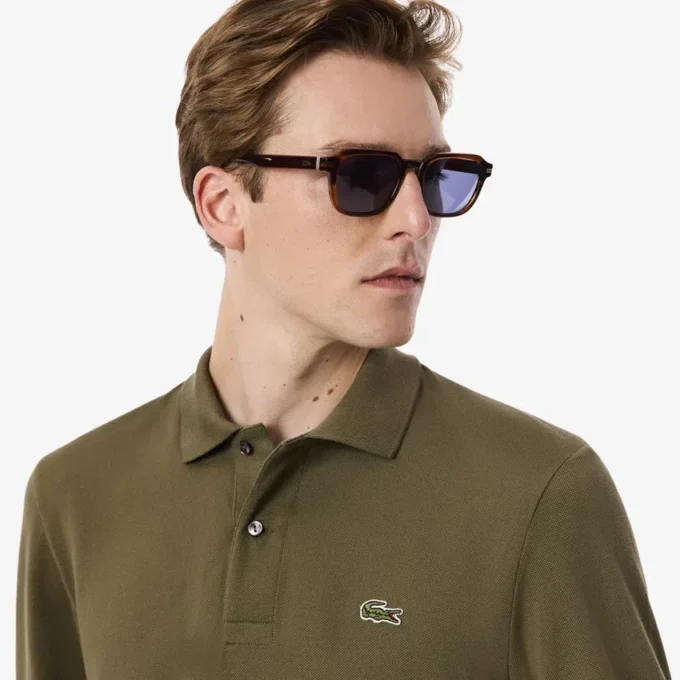 Polo L.12.12 de manga comprida com corte clássico para homem