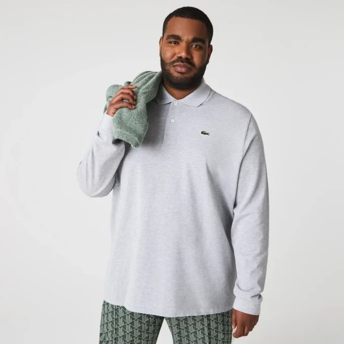 Polo L.12.12 de manga comprida com corte clássico para homem