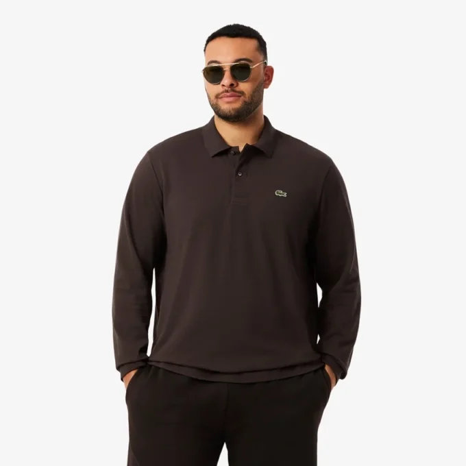 Polo L.12.12 de manga comprida com corte clássico para homem