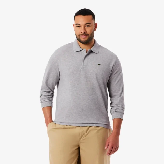Polo L.12.12 de manga comprida com corte clássico para homem