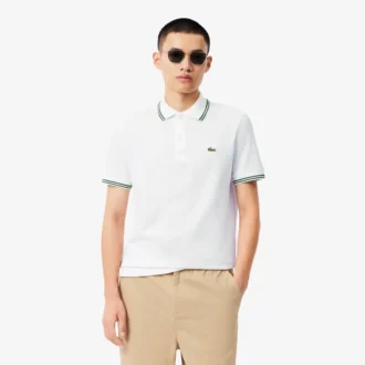 Polo L.12.12 para homem, corte regular com detalhes