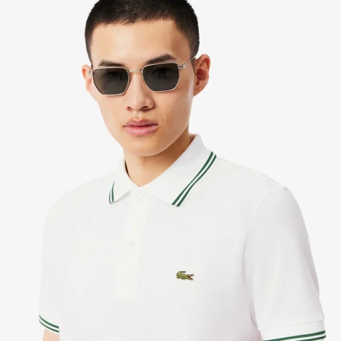 Polo L.12.12 para homem, corte regular com detalhes