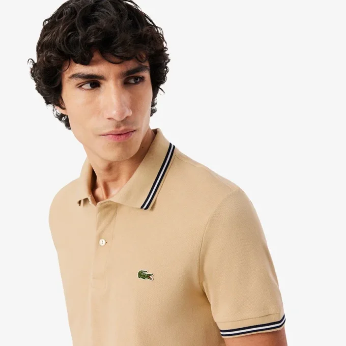 Polo L.12.12 para homem, corte regular com detalhes