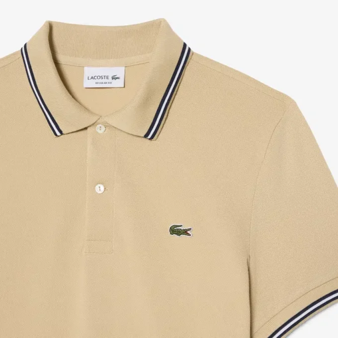 Polo L.12.12 para homem, corte regular com detalhes