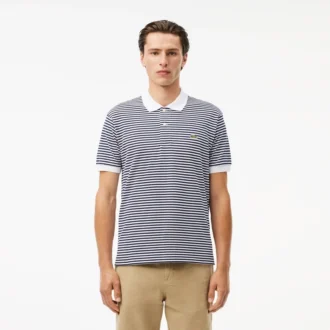 Polo L.12.12 às riscas em malha Petit Piqué de corte clássico para homem