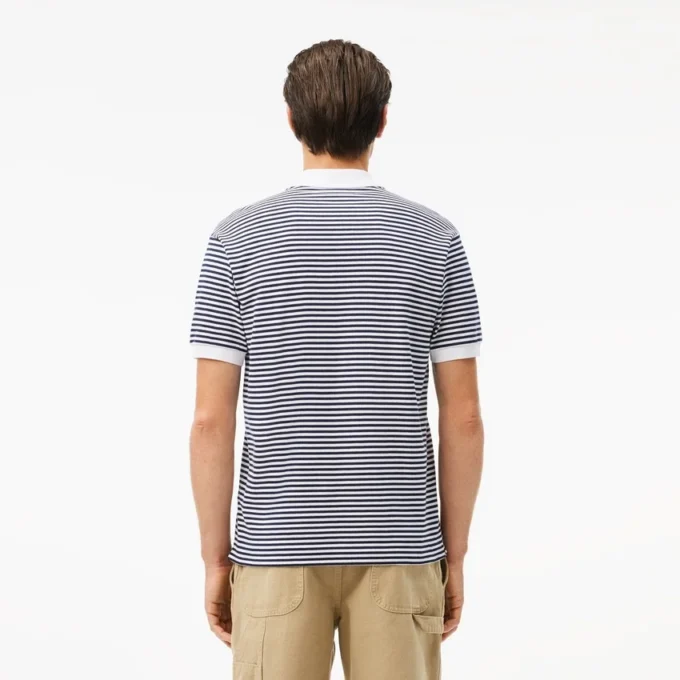 Polo L.12.12 às riscas em malha Petit Piqué de corte clássico para homem