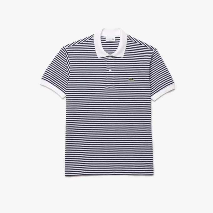 Polo L.12.12 às riscas em malha Petit Piqué de corte clássico para homem