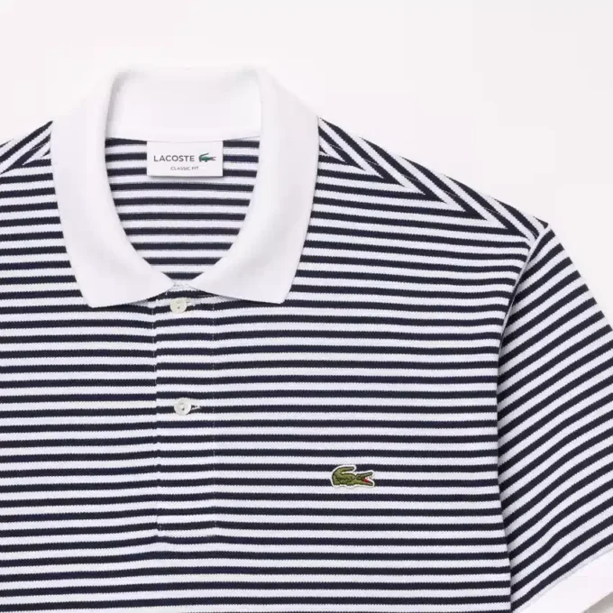 Polo L.12.12 às riscas em malha Petit Piqué de corte clássico para homem