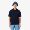 Polo masculino de corte largo em piqué pesado