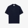 Polo masculino de corte largo em piqué pesado