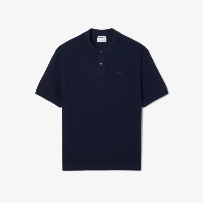 Polo masculino de corte largo em piqué pesado