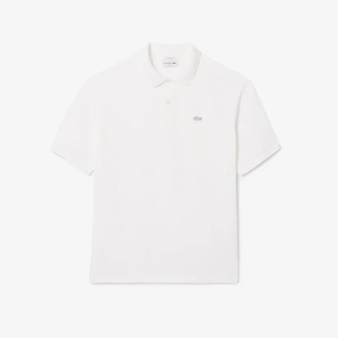 Polo masculino de corte largo em piqué pesado