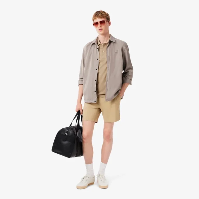 Polo masculino Paris Classic Fit com gola aberta e bordado