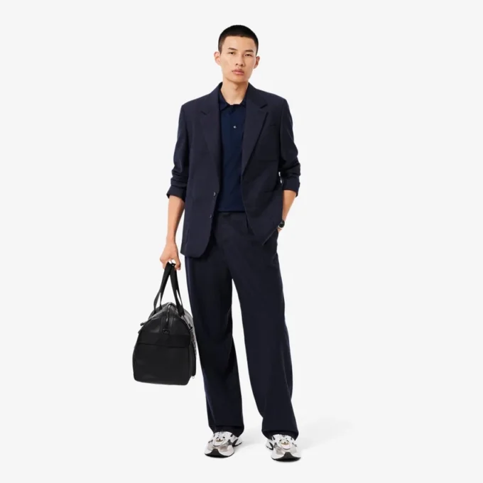 Polo masculino Paris Classic Fit com gola aberta e bordado