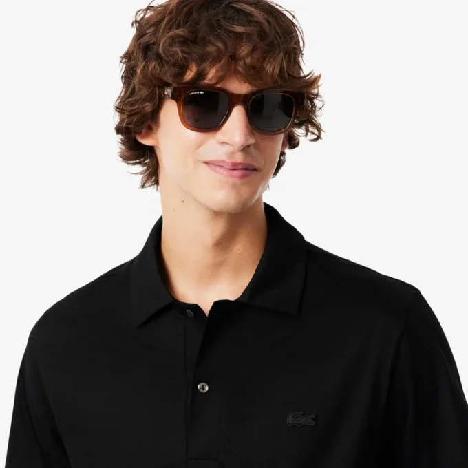Polo masculino Paris Classic Fit com gola aberta e bordado