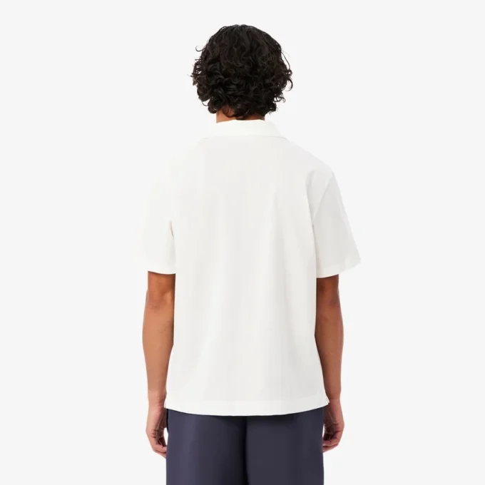 Polo masculino Paris Classic Fit com gola aberta e bordado