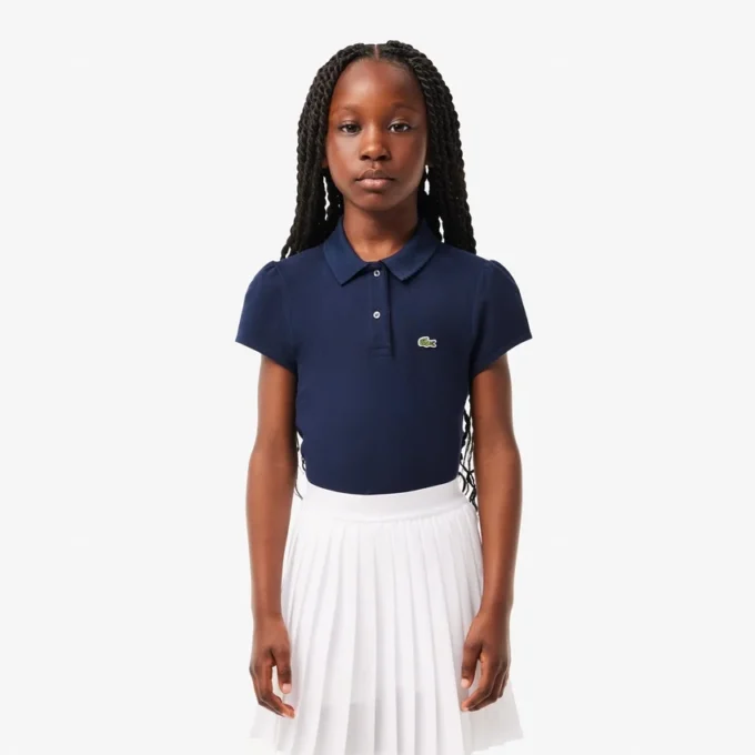 Polo Mini Piqua com gola recortada para criança
