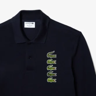 Polo Original L.12.12 de manga comprida com vários emblemas para homem