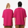 Polo oversized em cetim com detalhe de emblema da passerelle