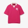 Polo oversized em cetim com detalhe de emblema da passerelle