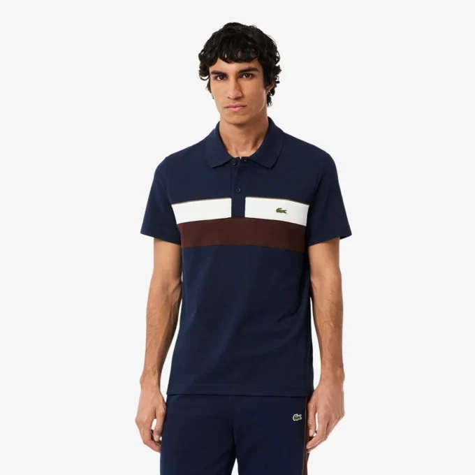 Polo Petit Piqué com blocos de cor e corte regular para homem