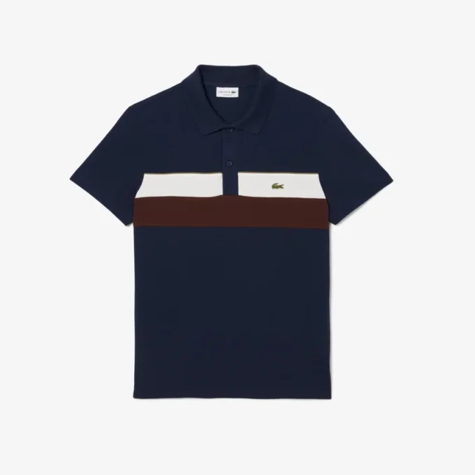 Polo Petit Piqué com blocos de cor e corte regular para homem
