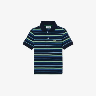 Polo Petit Piqué com riscas contrastantes