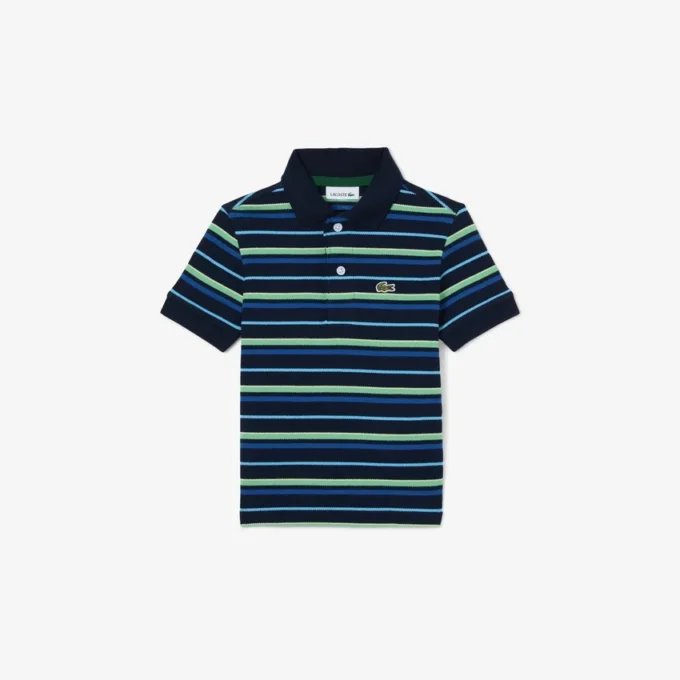 Polo Petit Piqué com riscas contrastantes
