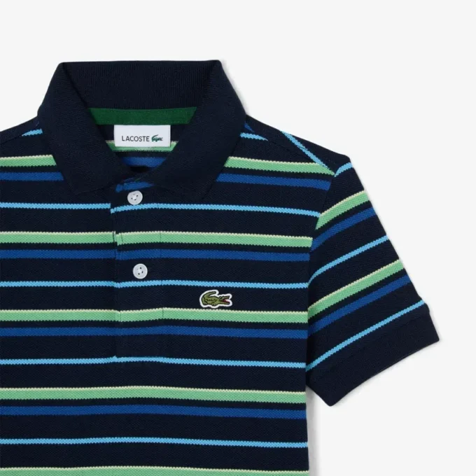Polo Petit Piqué com riscas contrastantes