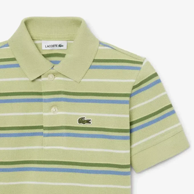Polo Petit Piqué com riscas contrastantes