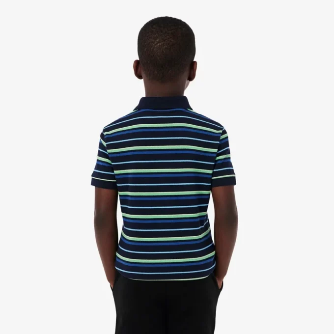 Polo Petit Piqué com riscas contrastantes para rapaz