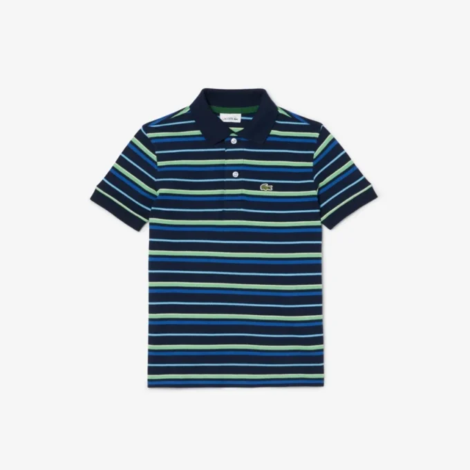 Polo Petit Piqué com riscas contrastantes para rapaz