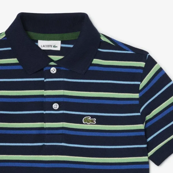 Polo Petit Piqué com riscas contrastantes para rapaz