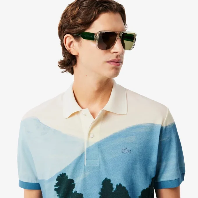 Polo Petit Piqué estampado de corte clássico para homem