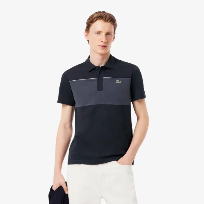 Polo Piqua com blocos de cor e corte regular