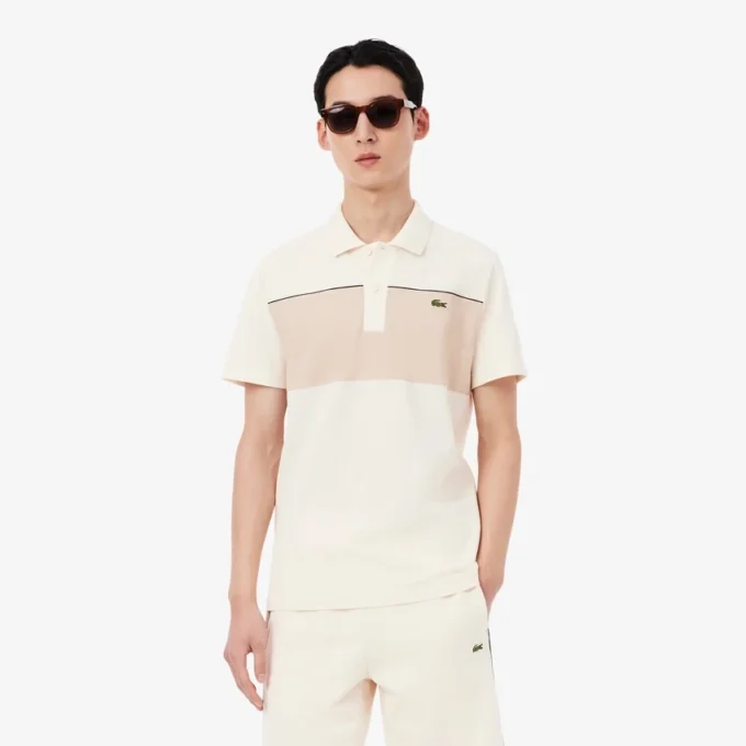 Polo Piqua com blocos de cor e corte regular