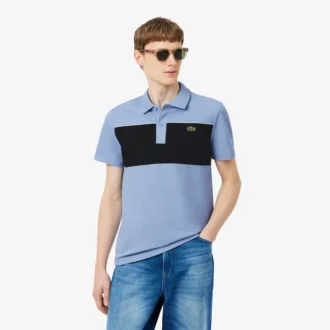 Polo Piqua com blocos de cor e corte regular