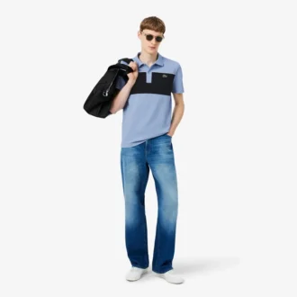 Polo Piqua com blocos de cor e corte regular
